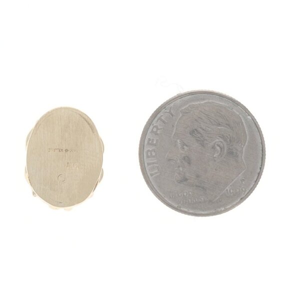 Yellow Gold Australian Opal Solitaire Slide Charm - 14k Oval Cabochon .41ct - Picture 3 of 4